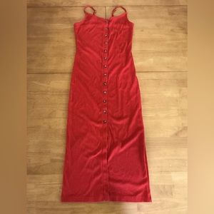 Forever 21, size small, red button down ribbed midi dress.